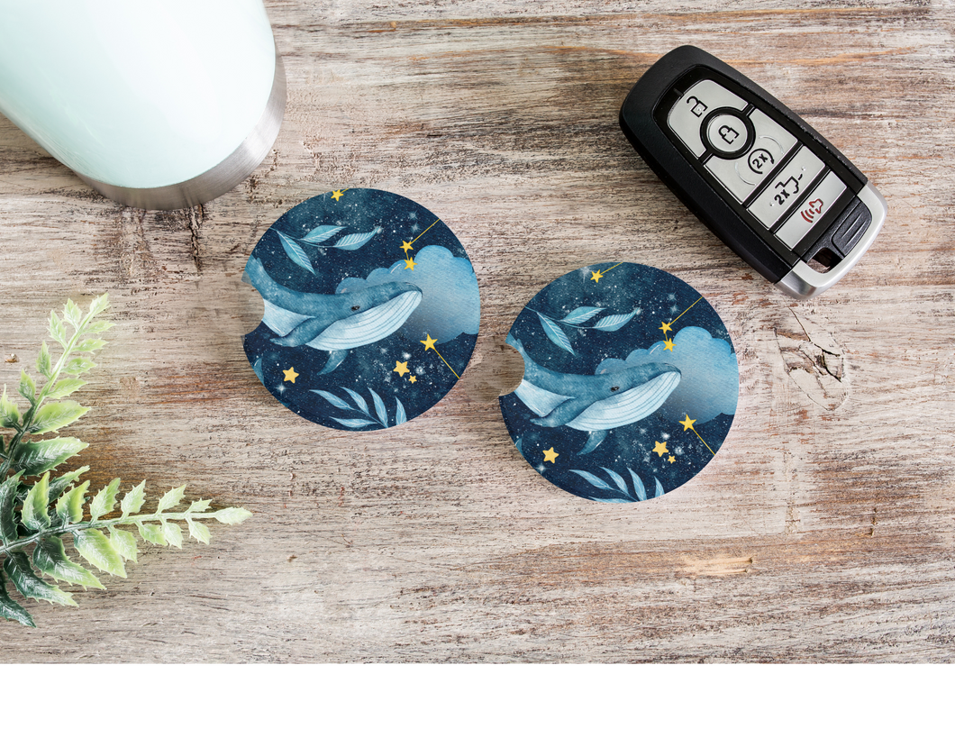 Celestial Whale Car Cup Holder Coasters